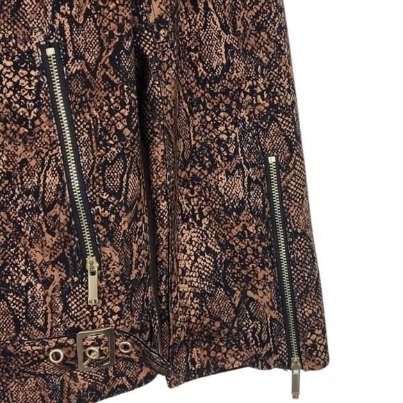 Chicos Motto Jacket Travelers Collection Snake Print Accent Zippers - Picture 6 of 9